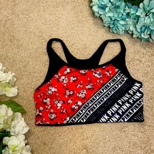 Red floral Victoria’s Secret PINK sports bra